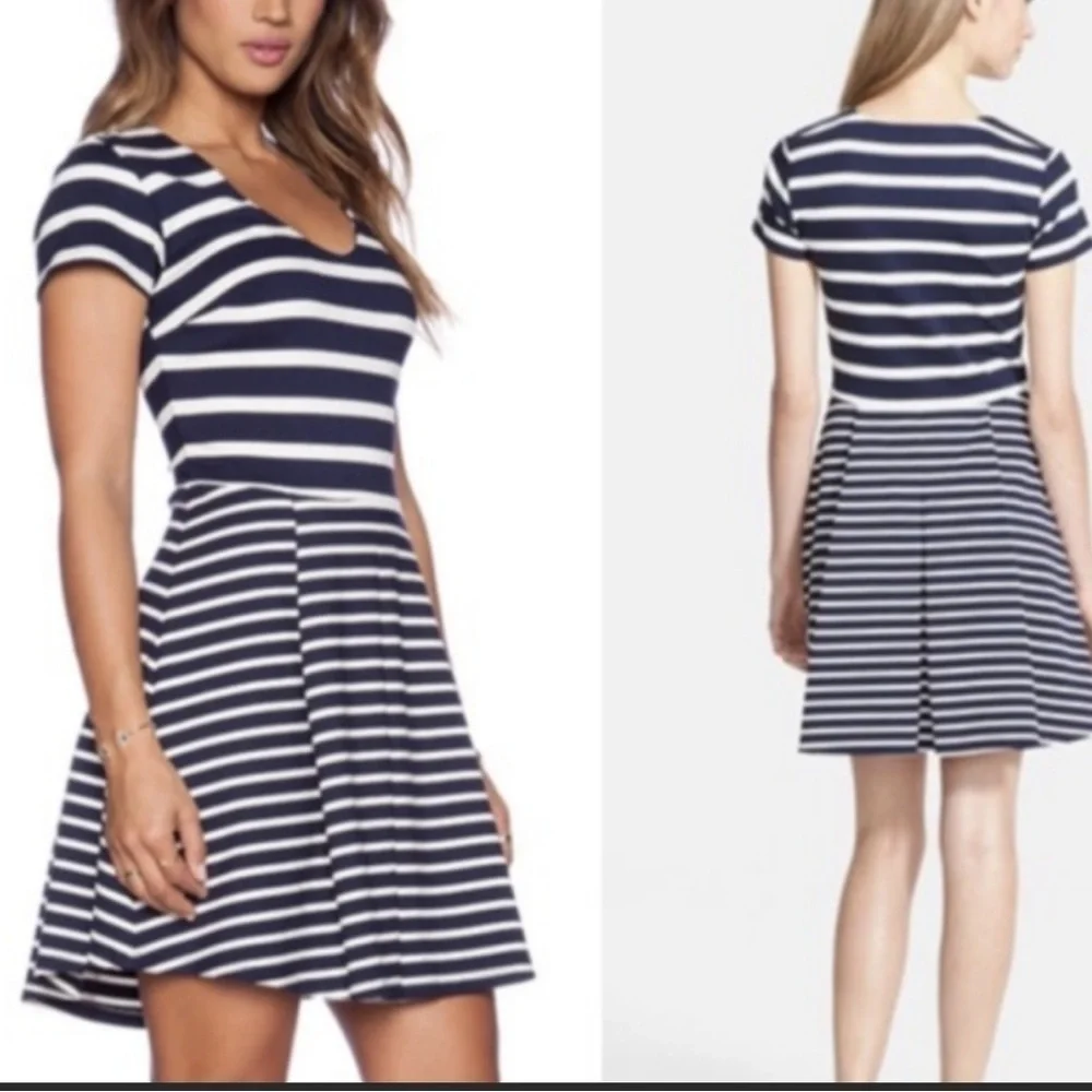Joie Chikara California Stripe Dress Navy V Neck